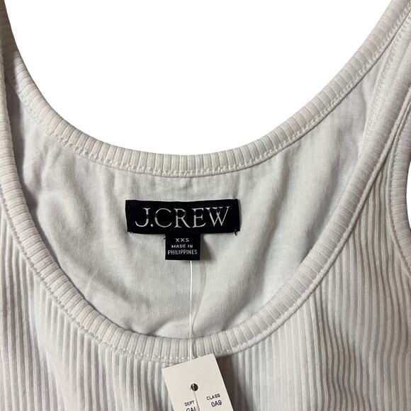 J.Crew White Ribbed Shelf Bra Tank Top XXS NWT | Stretch Layering Basic - Picture 6 of 7